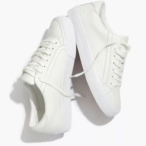 Madewell Sidewalk Low-Top Sneakers in White Leather Size 7.5